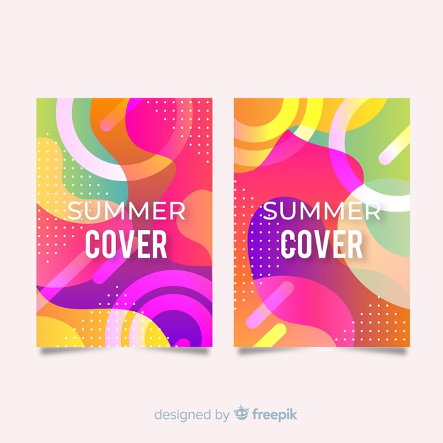 Colección cover de verano ondas coloridas