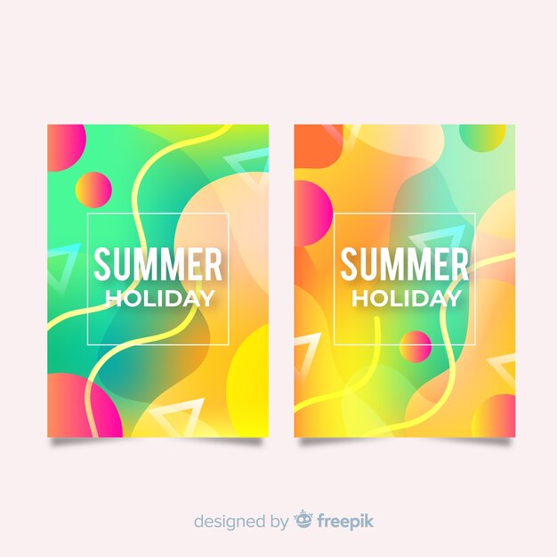 Colección cover de verano ondas coloridas