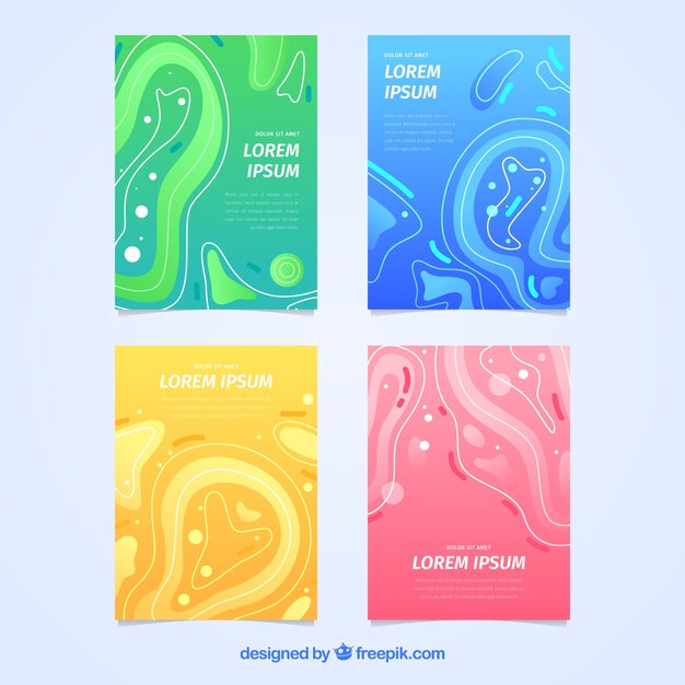 Colección de covers abstractos con formas onduladas