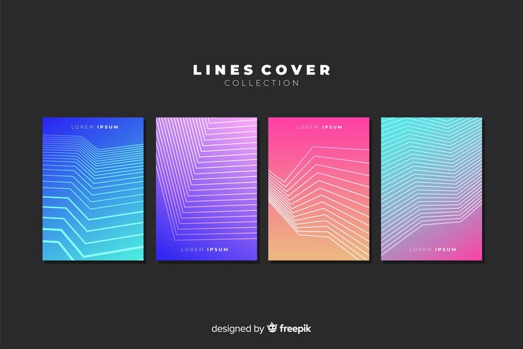 Vector gratuito colección covers coloridas líneas geométricas