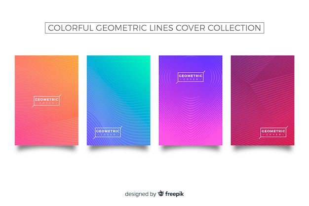 Colección covers coloridas líneas geométricas