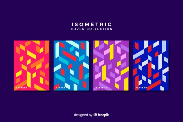Colección covers estilo isométrico coloridas
