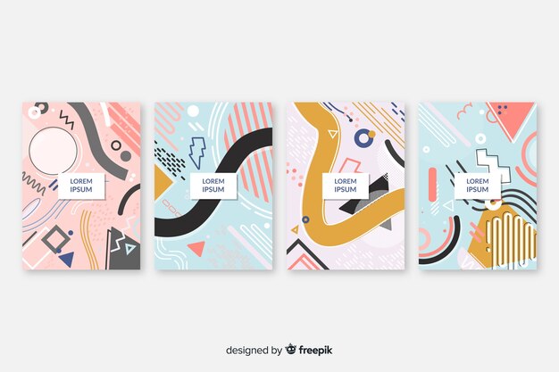 Colección de covers en estilo memphis