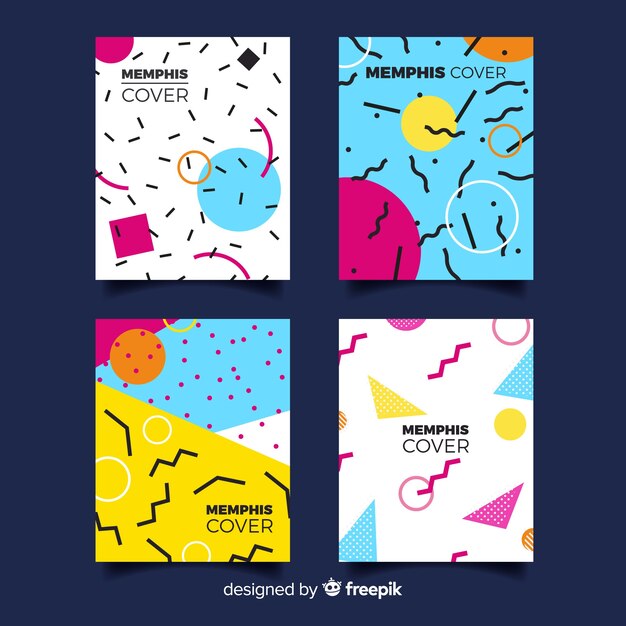 Colección de covers en estilo memphis