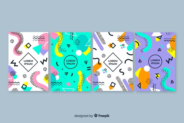 Colección de covers en estilo memphis