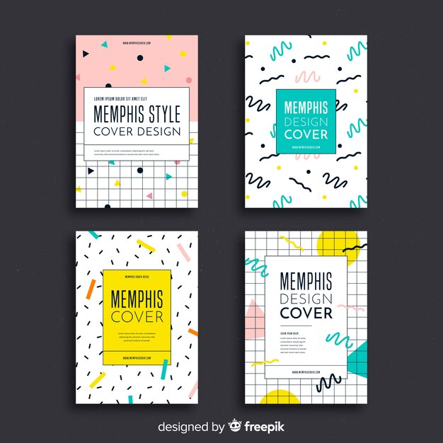 Colección de covers en estilo memphis