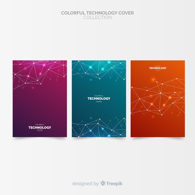Colección covers estilo tecnológico degradadas