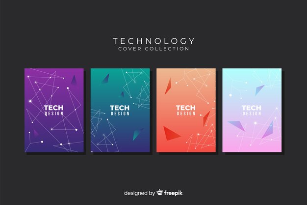 Colección covers estilo tecnológico degradadas