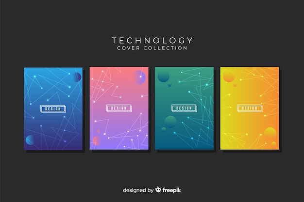 Colección covers estilo tecnológico degradadas