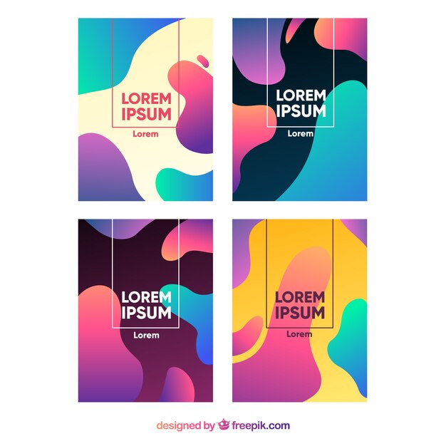 Colección de covers con formas onduladas coloridas