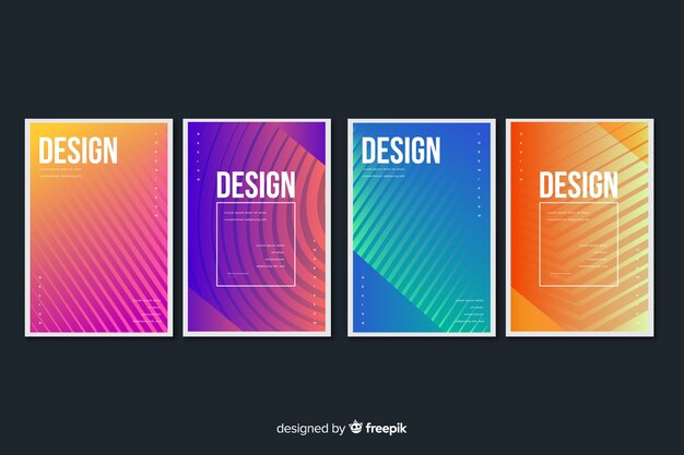 Colección de covers con líneas coloridas geométricas