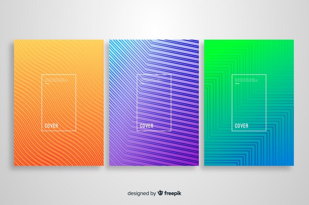 Colección de covers de líneas geométricas coloridas