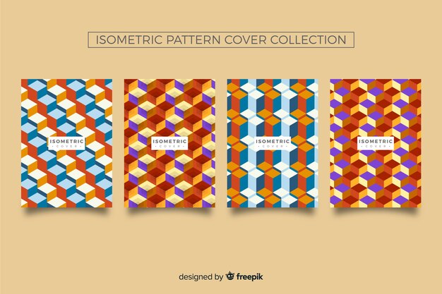 Colección covers patrón isométrico