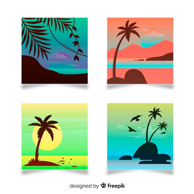 Vector gratuito colección de covers de playa con degradado