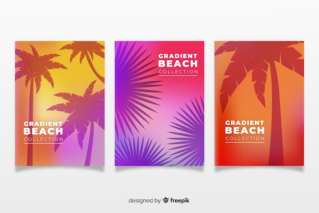 Vector gratuito colección de covers de playa con degradado