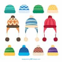 Vector gratuito colección creativa de gorros de invierno