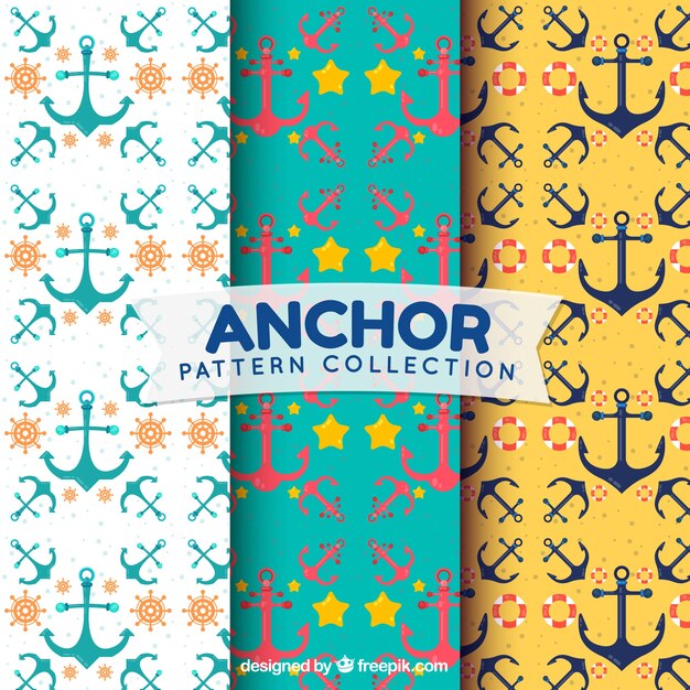 Colección creativa de patrones de anclas