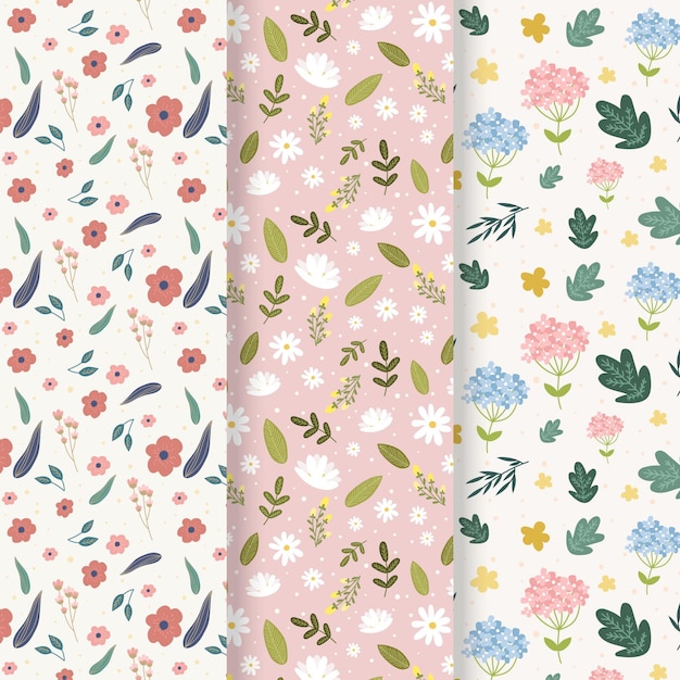 Colección creativa de patrones de primavera