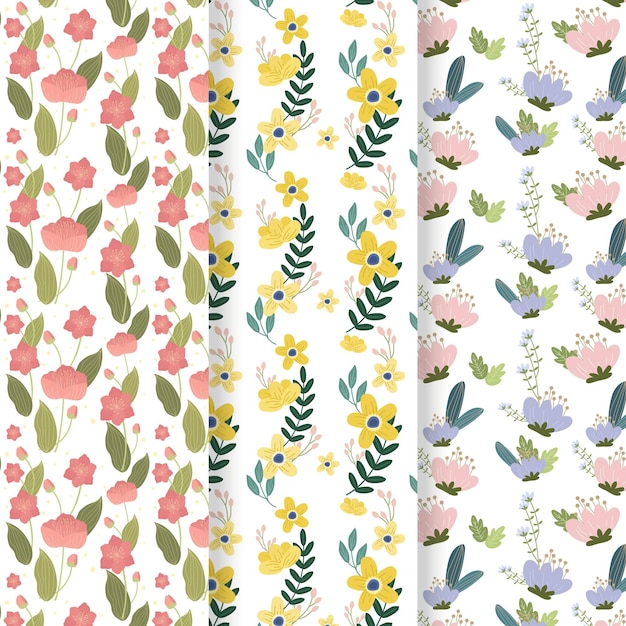 Colección creativa de patrones de primavera