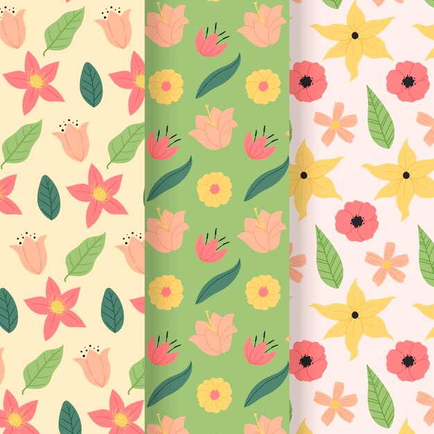 Colección creativa de patrones de primavera