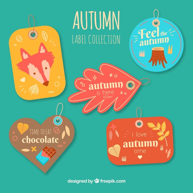 Colección de creativas etiquetas de otoño