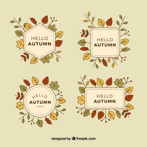 Colección de creativas etiquetas de otoño
