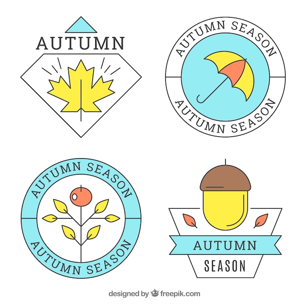 Colección de creativas etiquetas de otoño
