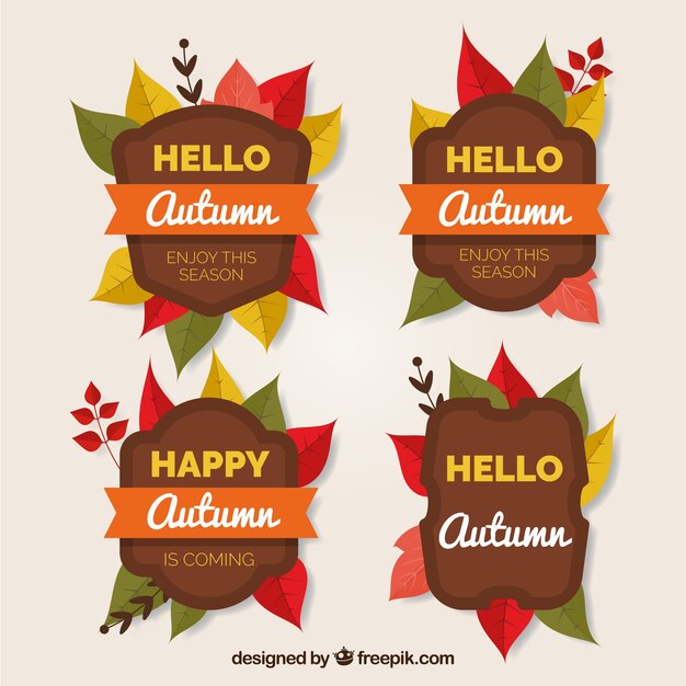 Vector gratuito colección de creativas etiquetas de otoño