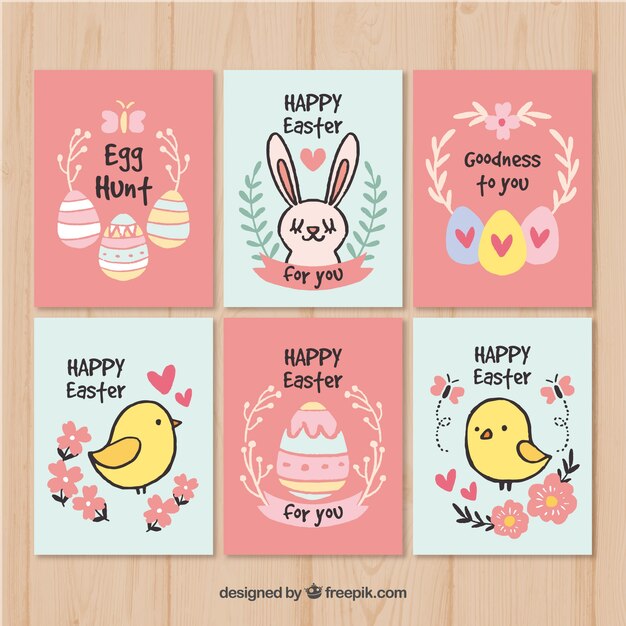 Colección de creativas tarjetas de pascua
