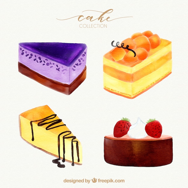 Colección de creativas tartas de acuarela