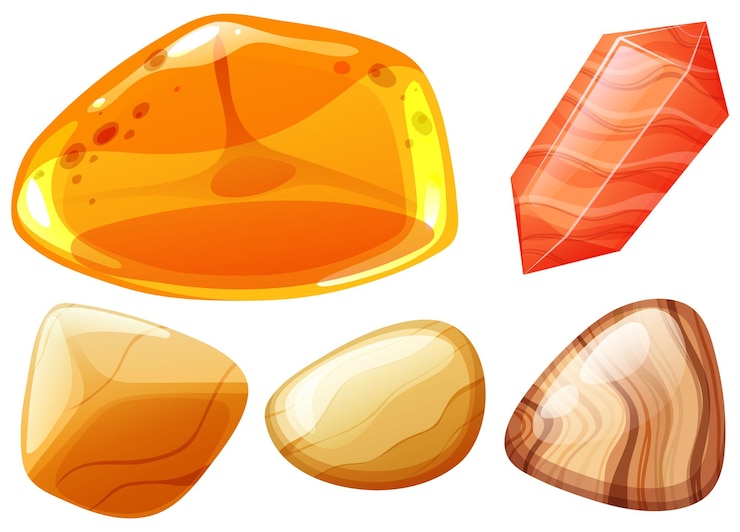 Vector gratuito colección de cristales y piedras preciosas