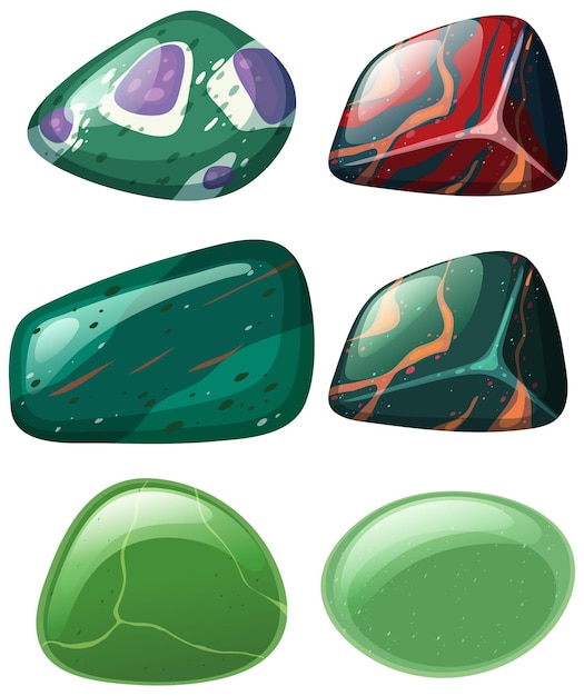 Vector gratuito colección de cristales y piedras preciosas