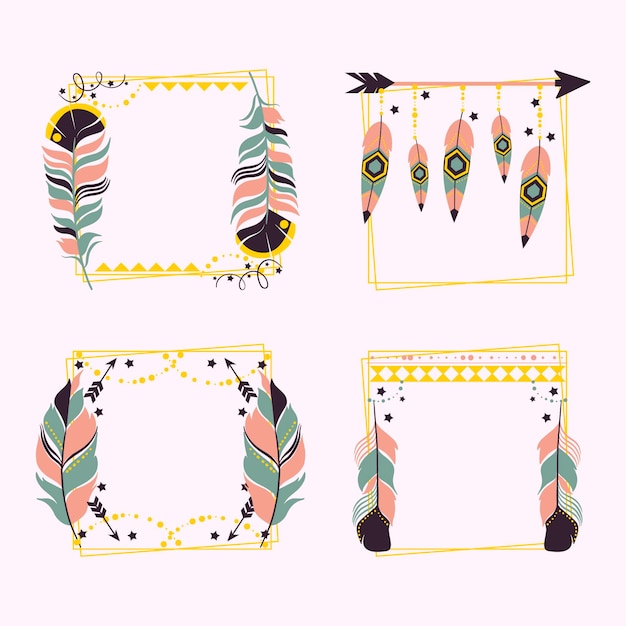 Vector gratuito colección de cuadros boho dibujados