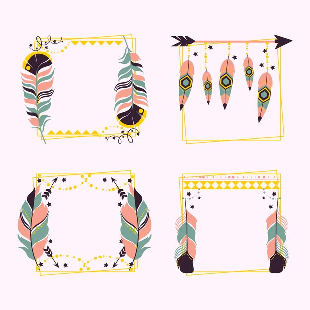 Colección de cuadros boho dibujados