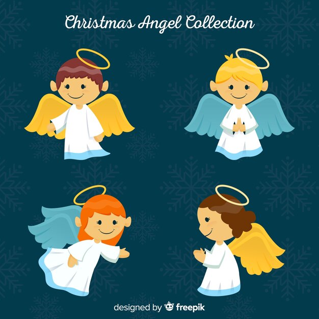 Colección de cuatro ángeles de navidad