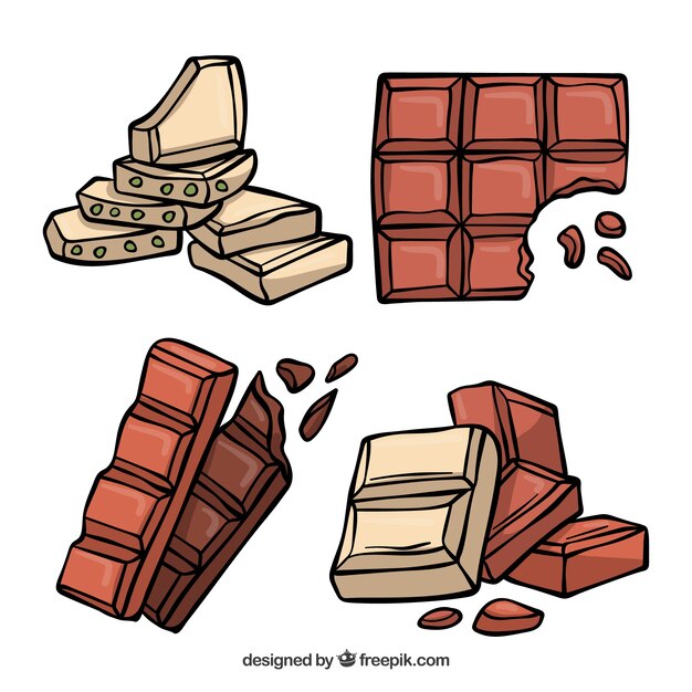 Colección de cuatro barras de chocolate