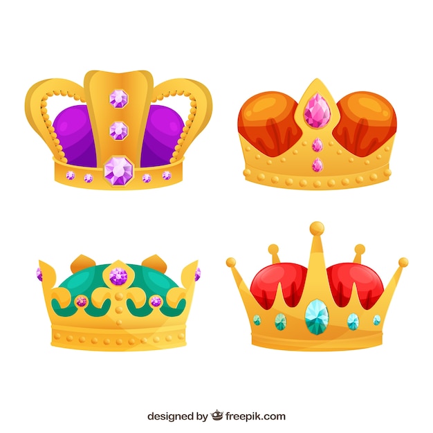 Colección de cuatro coronas de lujo con gemas