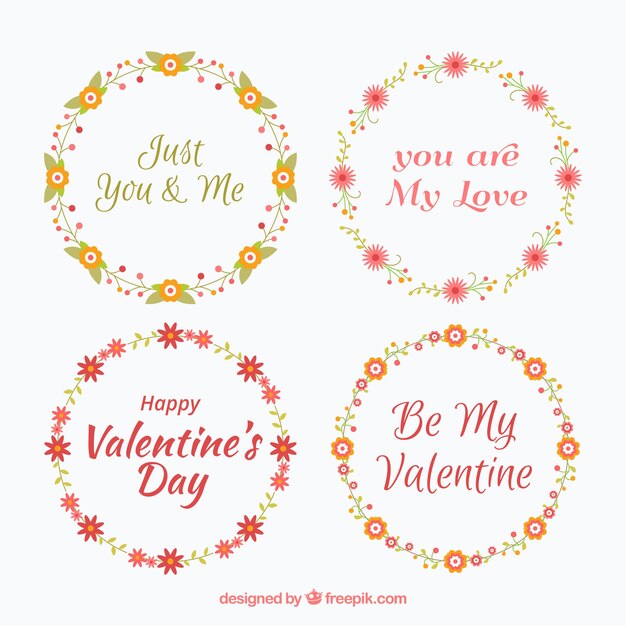 Colección de cuatro coronas de san valentin