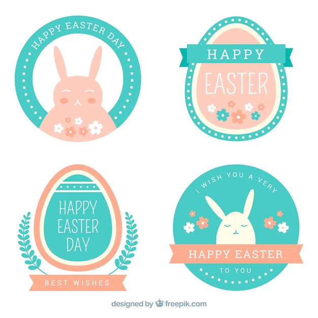 Colección de cuatro etiquetas de pascua