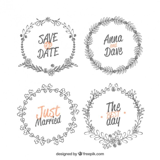 Colección de cuatro marcos de boda decorativos