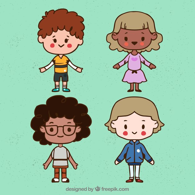 Colección de cuatro niños