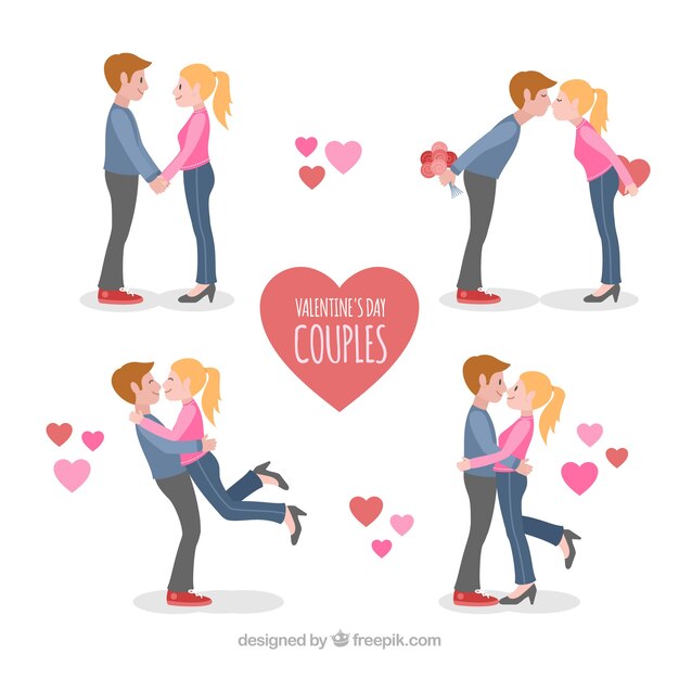 Colección de cuatro parejas para san valentin