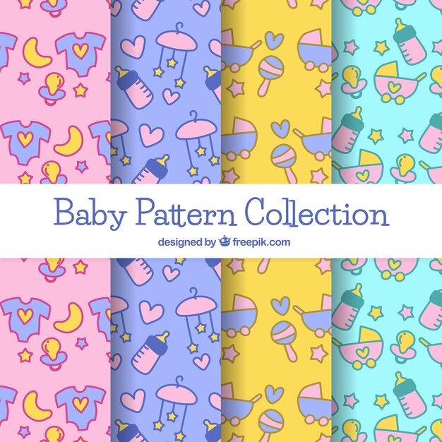 Colección de cuatro patrones de bebé