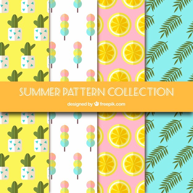 Colección de cuatro patrones planos para el verano