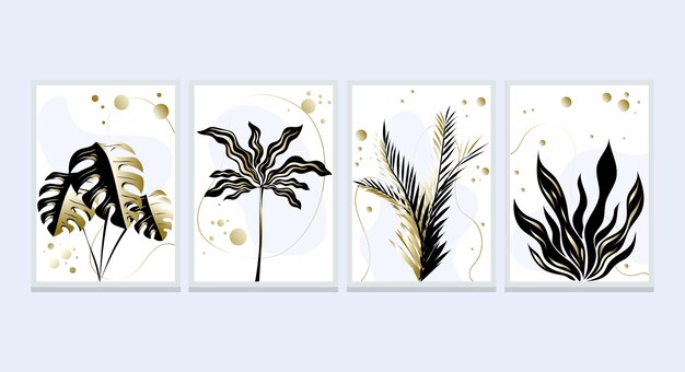 Colección de cubiertas botánicas de oro