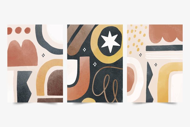 Colección de cubiertas de formas abstractas de acuarela