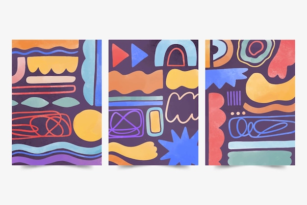 Colección de cubiertas de formas abstractas de acuarela