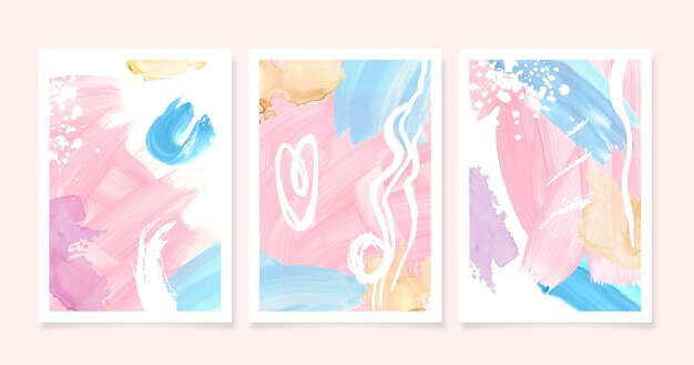 Colección de cubiertas de formas abstractas de acuarela