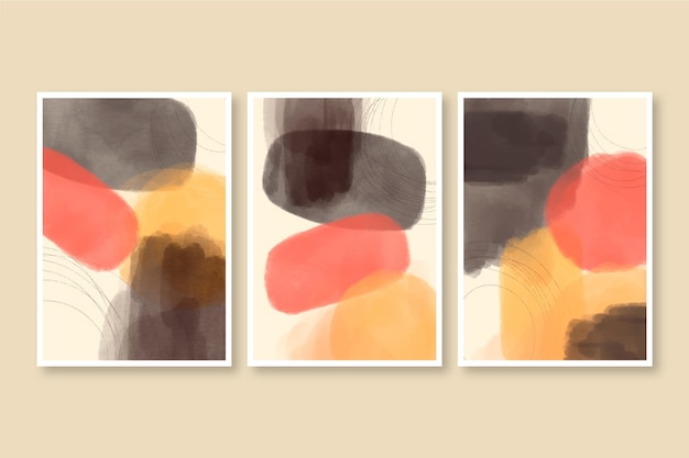 Colección de cubiertas de formas abstractas de acuarela