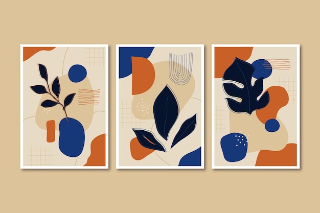 Colección de cubiertas de formas abstractas dibujadas a mano